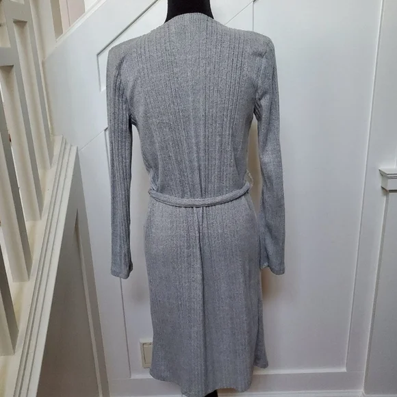 Gray Ribbed Open Front Cardigan - Picture 3 of 3